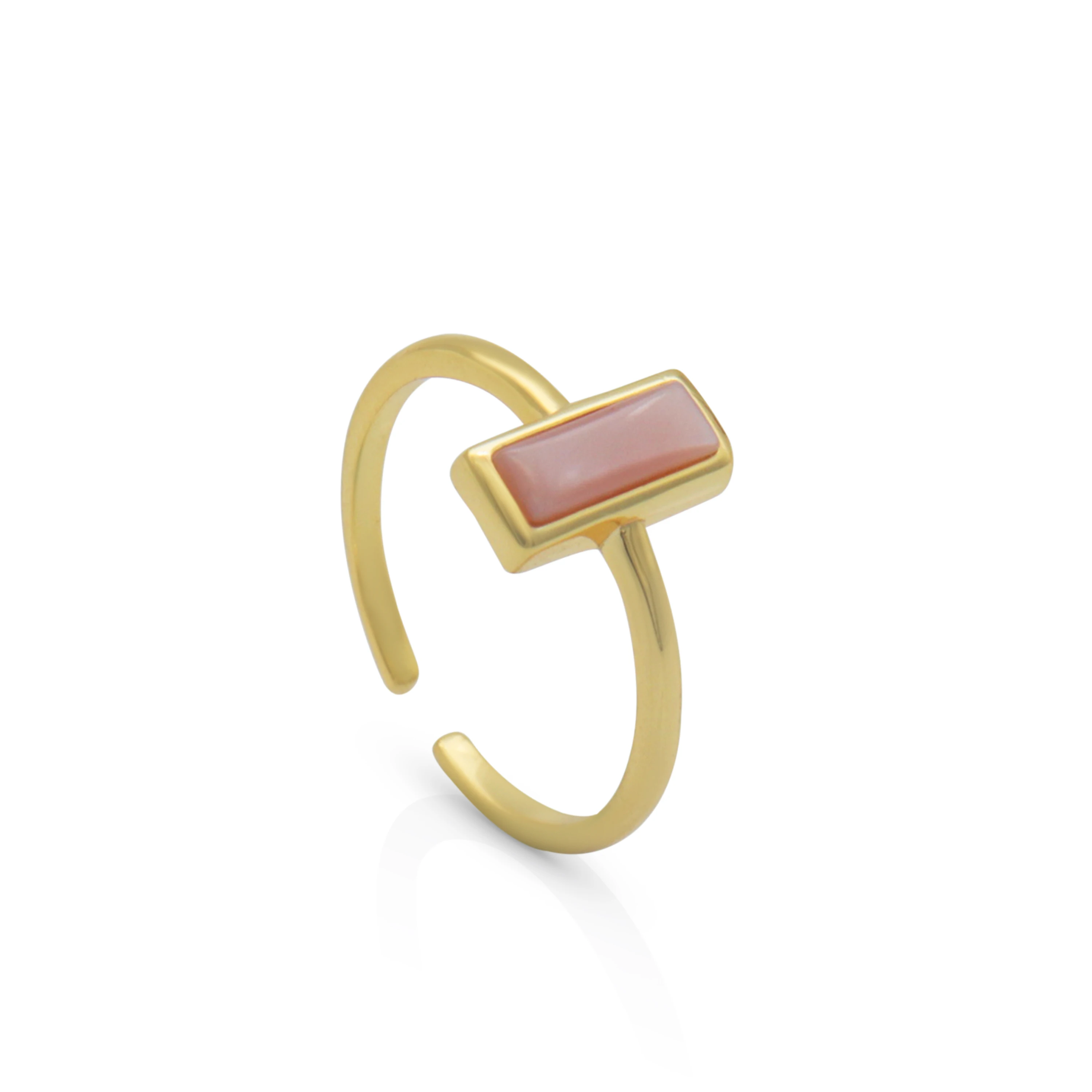 

Chris April Fine jewelry in stock 18k gold plated 925 sterling silver pink natural Shell signet ring for women, Yellow gold