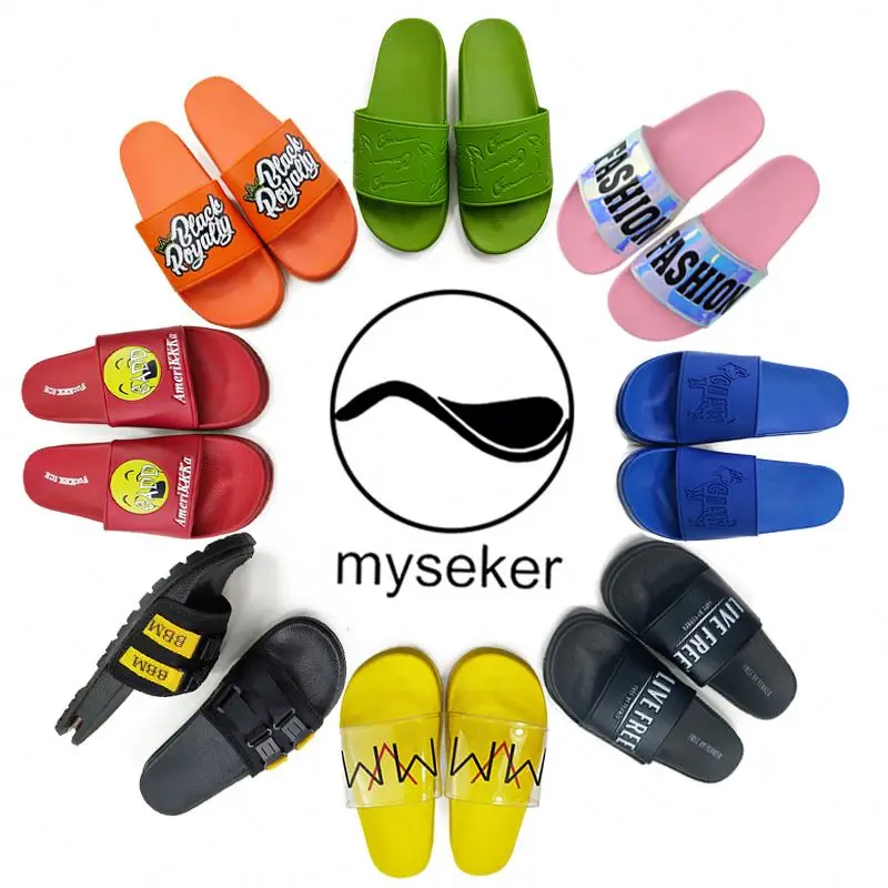 

MYSEKER 2020 Hot Sale Fashion Summer Slipper Shoes Quilted Slippers Wide House Sneaker Soft Play Slide Letter Charm Mold Eva, Customized color