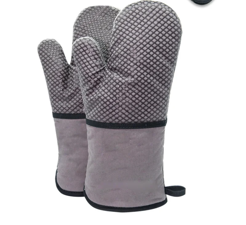 

high temperature silicone oven mitt professional gloves microflex Kitchen baking oven mitt thckened insulated gloves, Customized