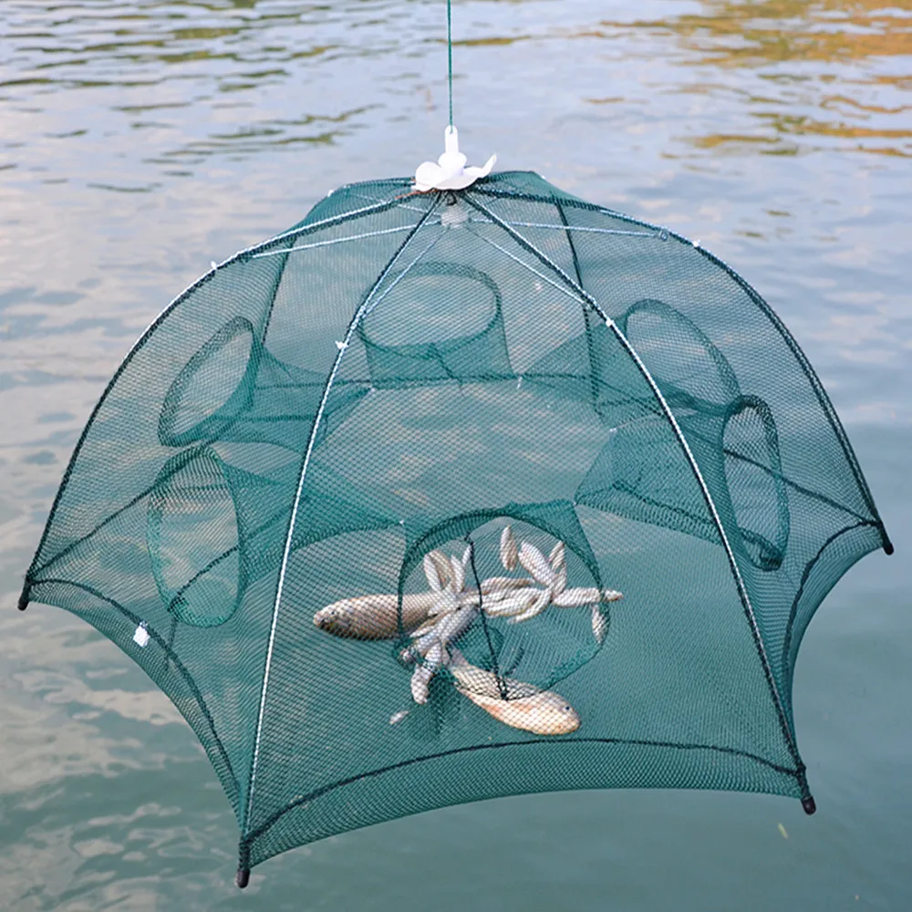 

Strengthened 8 Holes Automatic Fishing Net Shrimp Cage Nylon Foldable Crab Fish Trap Cast Net Cast Folding Fishing Network, Customers demand