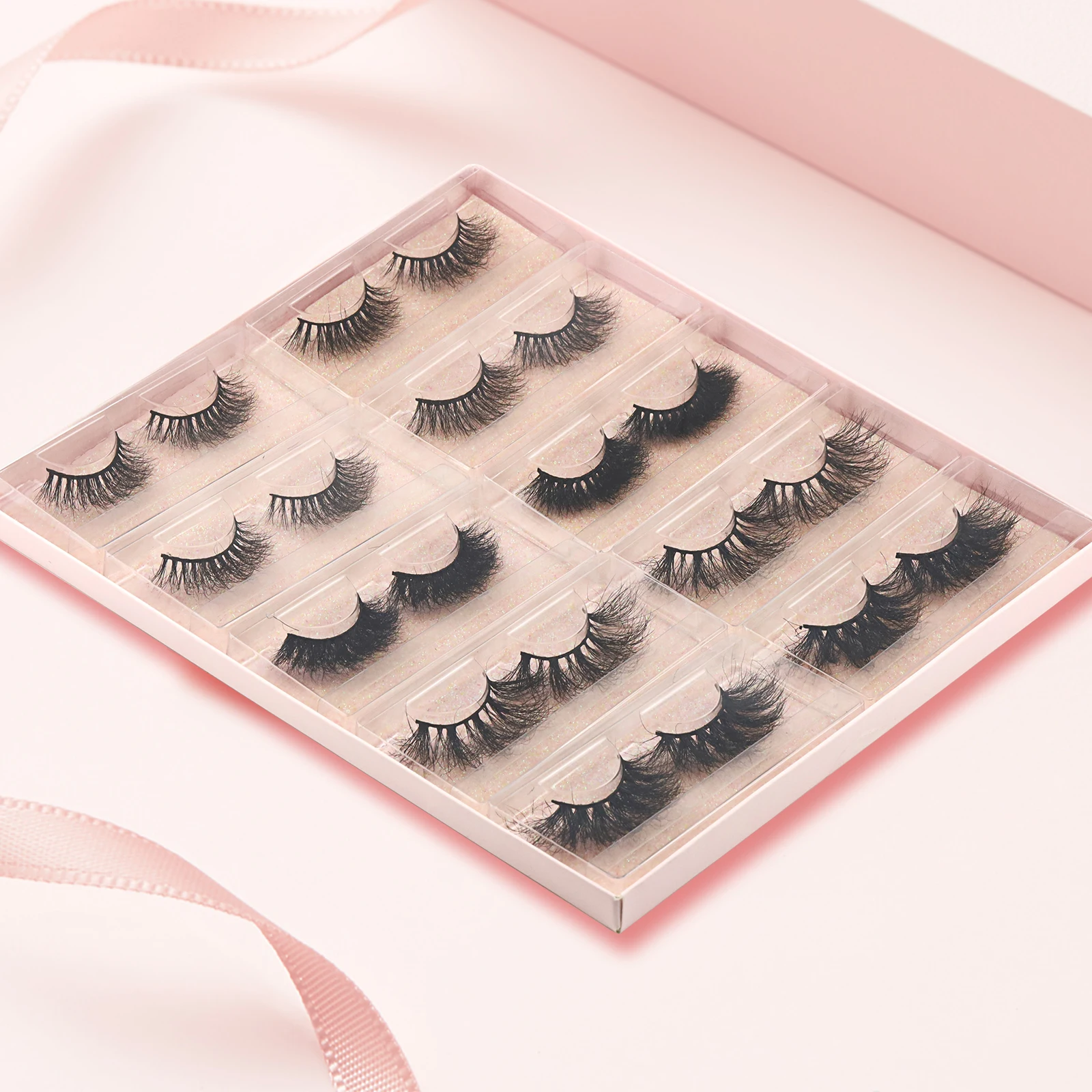 

18-22mm 6d 9d Mink Lashes Strip Mink Eye Lashes Vendor Natural Style Wholesale with Best Price 10 pairs/pack, Black