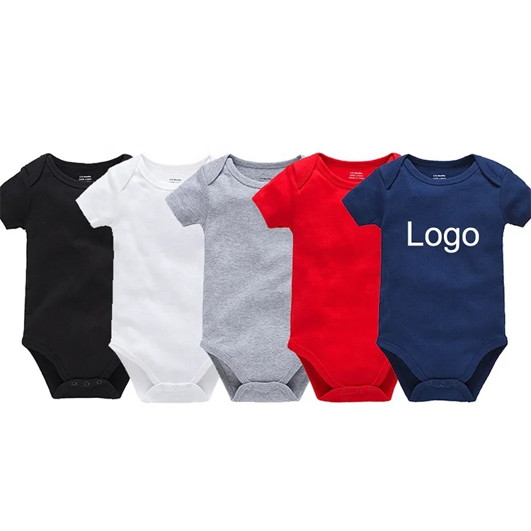 

Custom Logo Baby Short Sleeve Babyonesies Bodysuits, Blue&white&black