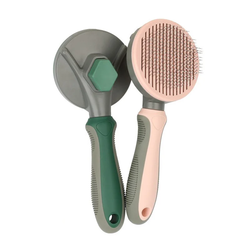 

Wholesale Automatic Hair Removal Comb Cleaning Dog Comb Plastic Pet Brush Comb, Pink,green