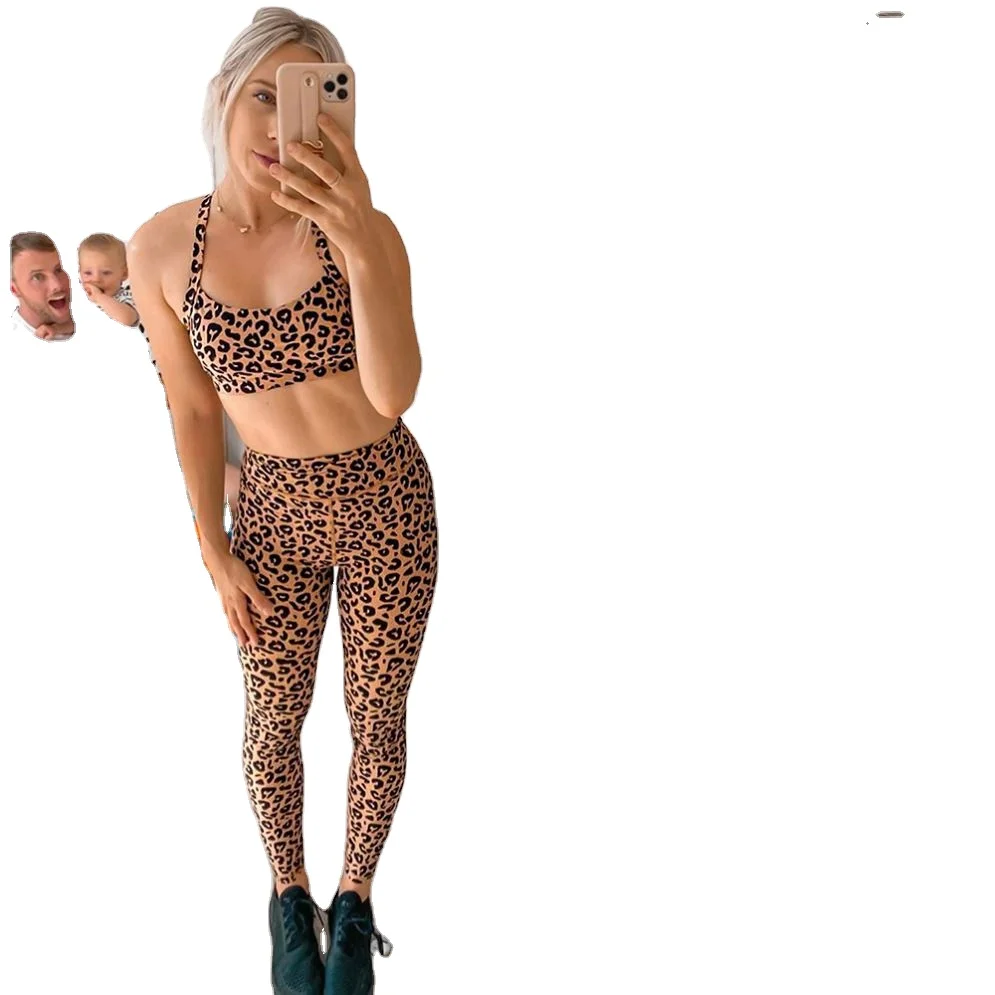 

2021 New Leopard-printed Yoga Suit Tight Running Exercise Yoga Set For Women