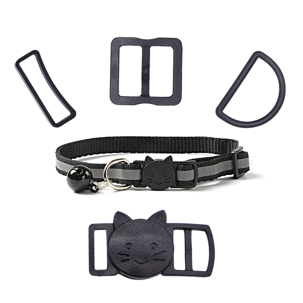 

Pet Cat Collars Complete Accessories Plastic Hardware Buckle Set for pet, Black or custom