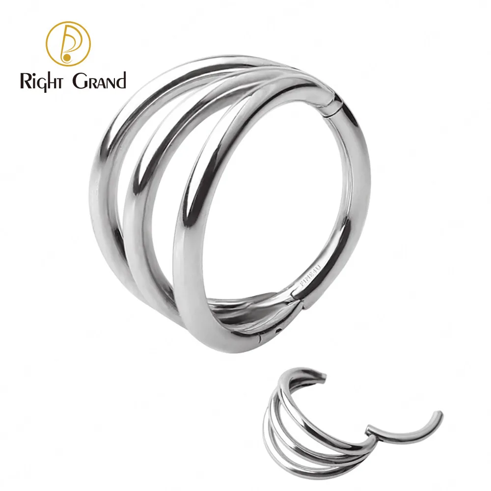 

Titanium Daith 3 Rings Septum Hinged Segment Ring Nose Clicker Piercing