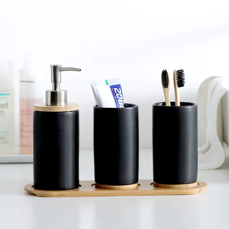 black white porcelain hotel ceramic bathroom accessory set