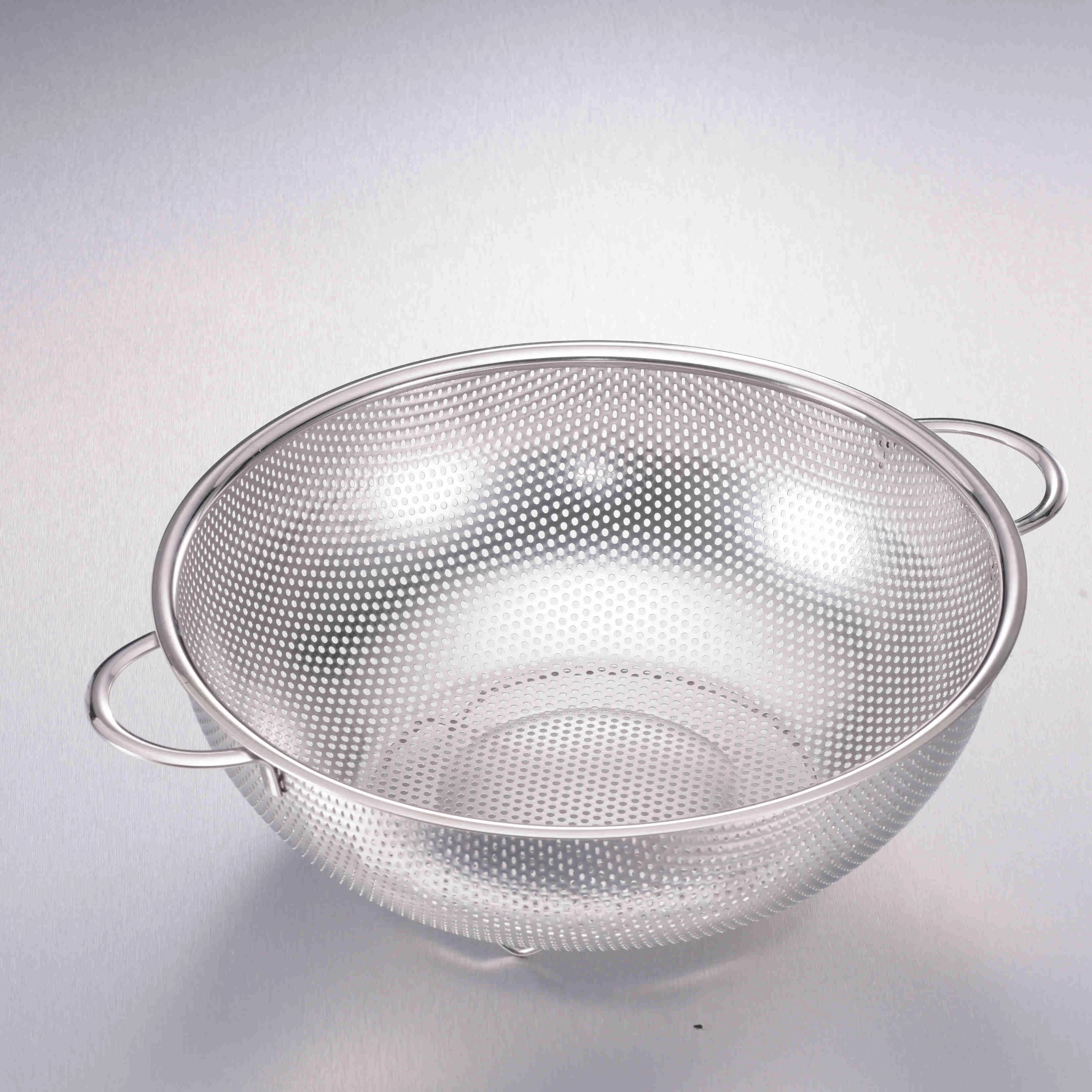 

Kitchen Utensil Colander Stainless Steel Kitchen Cooking Wire Mesh Drain Basket with Handle