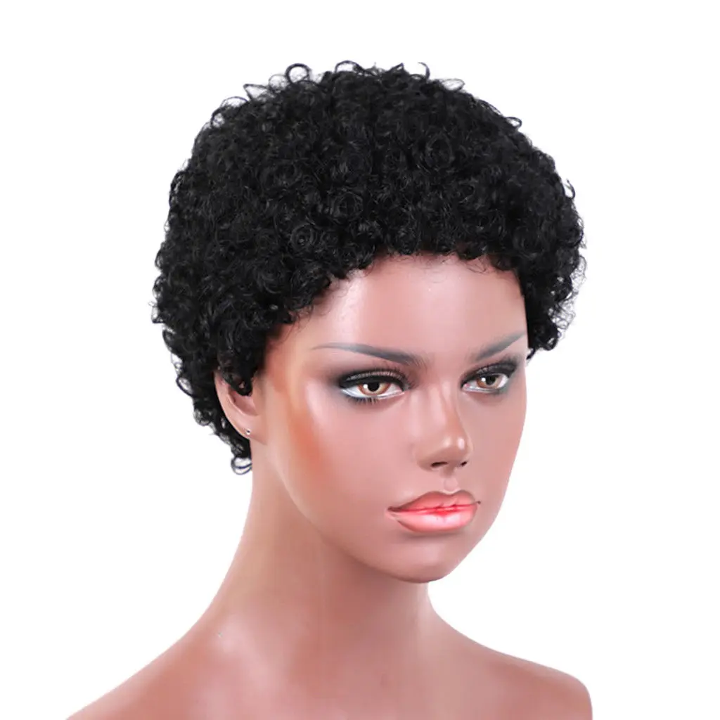 Free Shipping Mscove Short Afro Wig Indian Kinky Curly Virgin Hair 100% ...