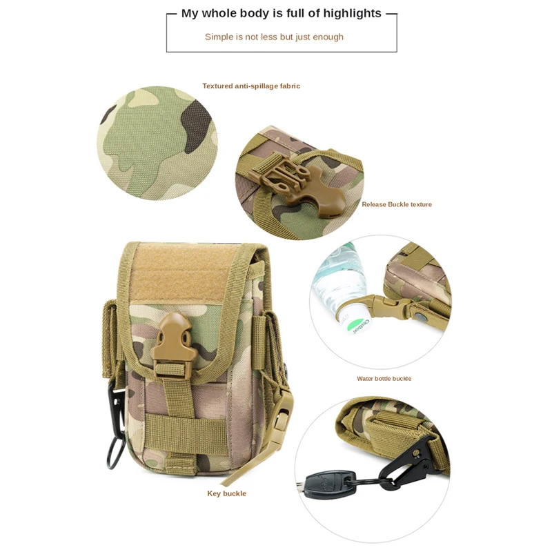 

Tactical Camo Belt Pouch Bag Outdoor Climbing Bags Molle Holster Mini Multi-function Hook Loop Travel Belt Waist Bag