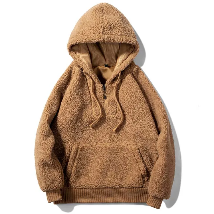 

2021 Fashion Custom Private Label Unisex Winter Lambs Fleece Wool Pullover Hoodies Sweatshirts For Men