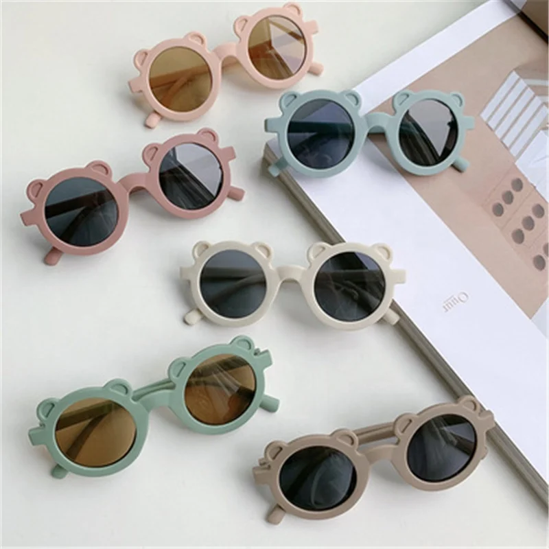 

Hot Selling Bear Shape Plastic Frame Children Sunglasses, 12 colors