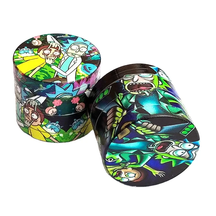 

Tobacco Smoke Grinder Smoke Crusher Round Flat Cover Weed Grinder Zinc Alloy Full-body Color Printing All-season Not Support