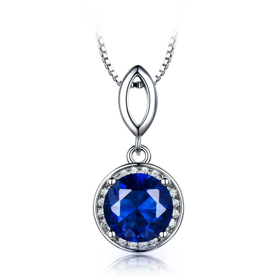 

Fashion S925 Sterling Silver Sapphire Round Clavicle Chain Pendant Necklace pendants for jewelry making