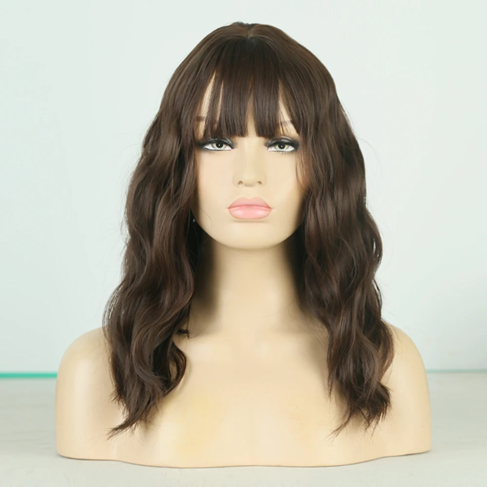 

middle part of the big wave long curly hair wig fluffy Brown hair European and American chemical fiber head cover