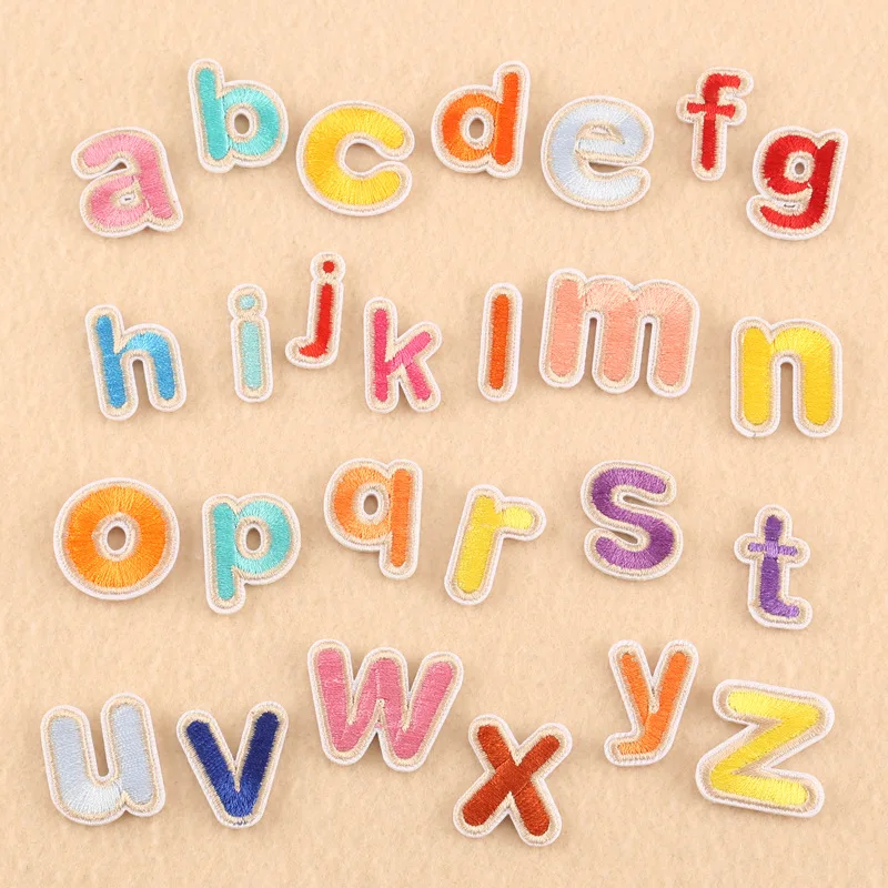 

small Iron on embroidered Alphabet patches 1 inch A-Z letter colorful embroidery patches for kid child clothing garment