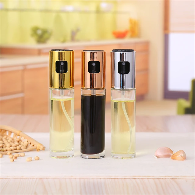 

J651Kitchenware 100ML Transparent Glass Oil Olive Auto Vinegar Dispenser Spray Bottle With Mister Sprayer For Cooking