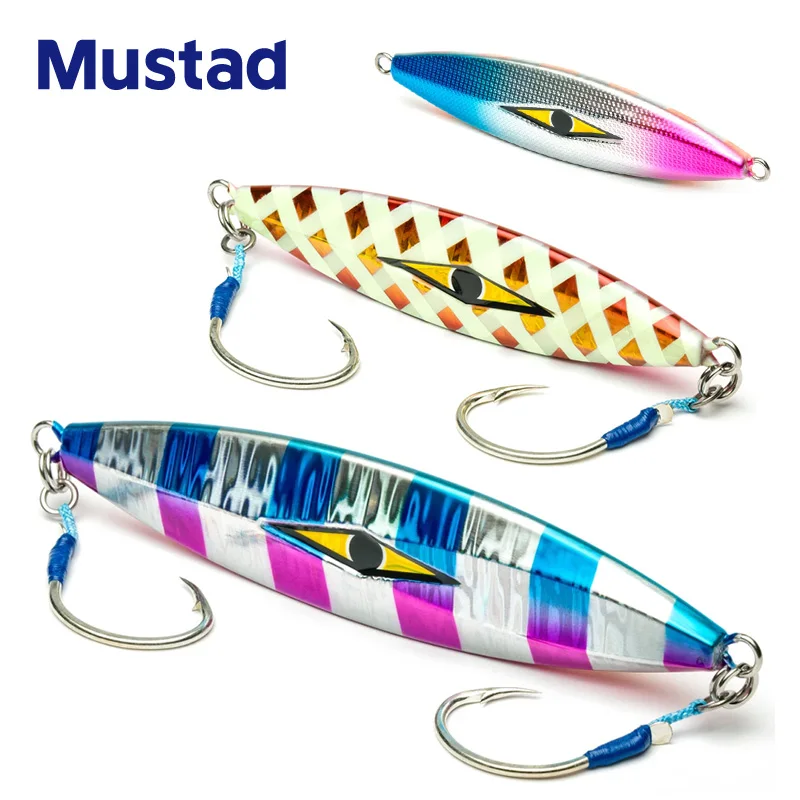 

MUSTAD 150g 180g 200g 250g 300g metal jigging with jig hook sea salt water jig lures fishing