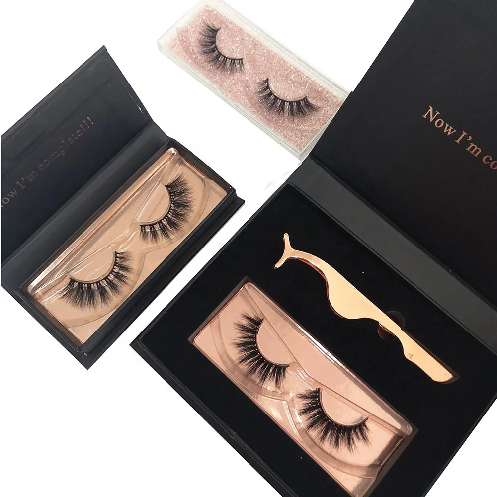 

Premium 3D Mink Lashes Private Label Strip False Eyelashes, Natural black(lash case/eye lashes)