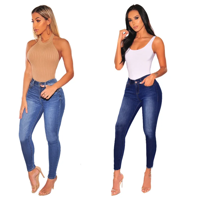 

APOLLO Factory Custom Skinny Pencil Denim Fashion Tight Slim Fit Trousers High Waist Women Jeans