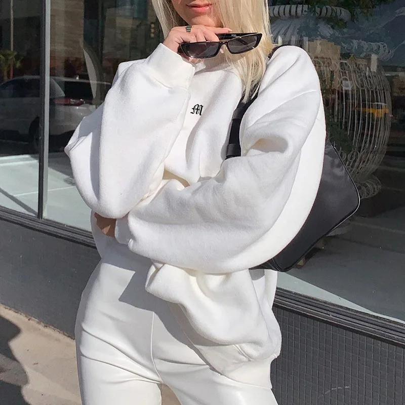 

Custom Logo Crew Neck Pull Over Plain Cotton Oversized Lounge Wear Women Long Sleeve Hoodies for Women, Picture