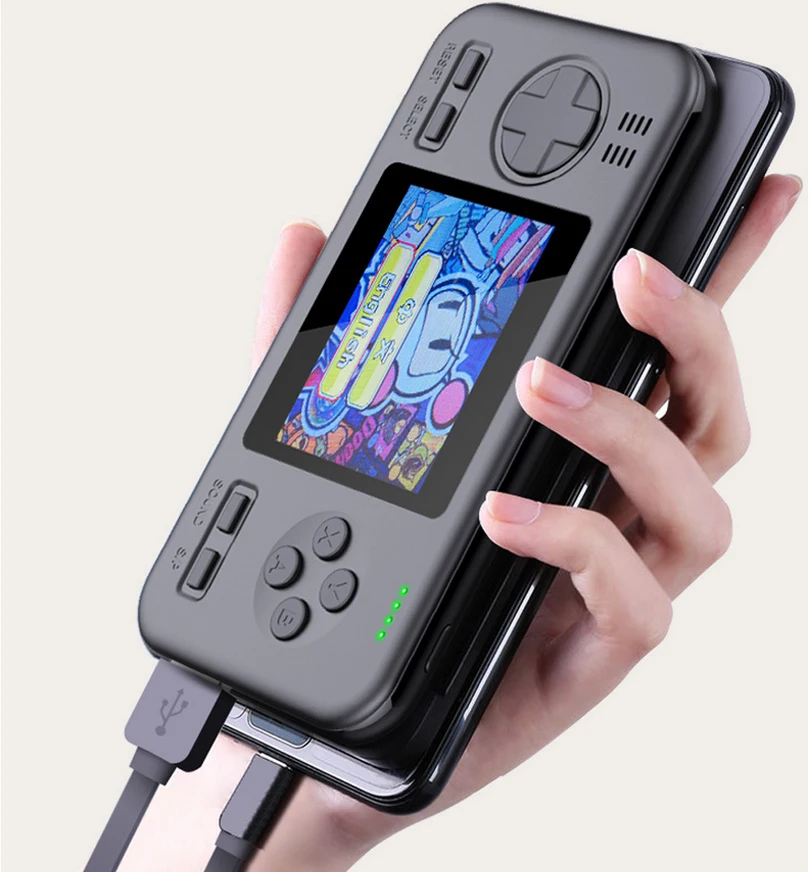 

2 IN 1 Portable Handheld Game Power 416 in 1 with 8000mAh power bank, Black/white