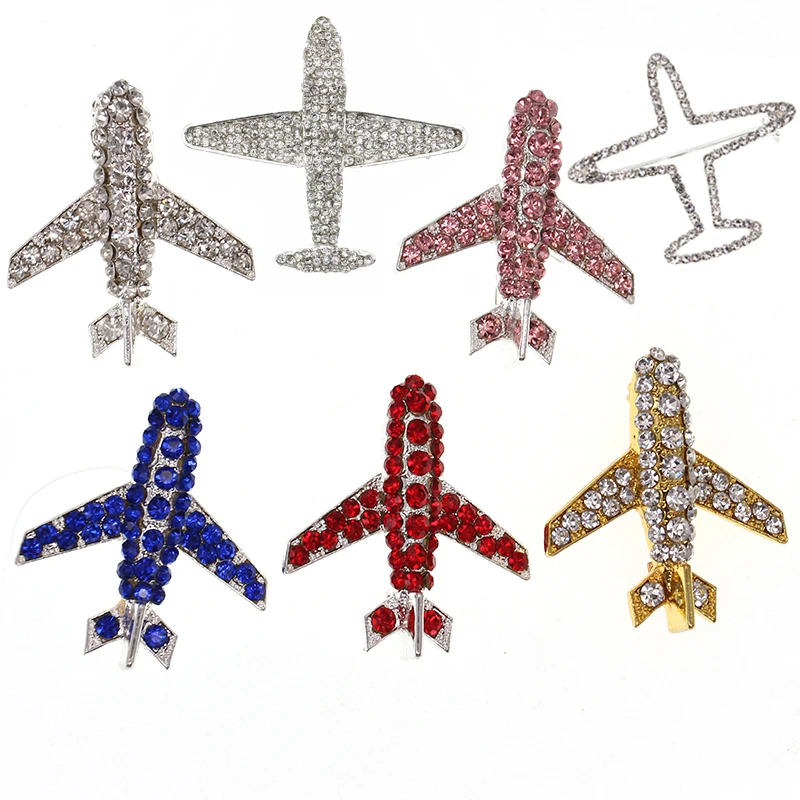 

Lailina Rhinestone Airplane Brooch Pin Aircraft Plane Brooch Charms Jewelry Party Badge Banquet Scarf Pins Gifts, As picture