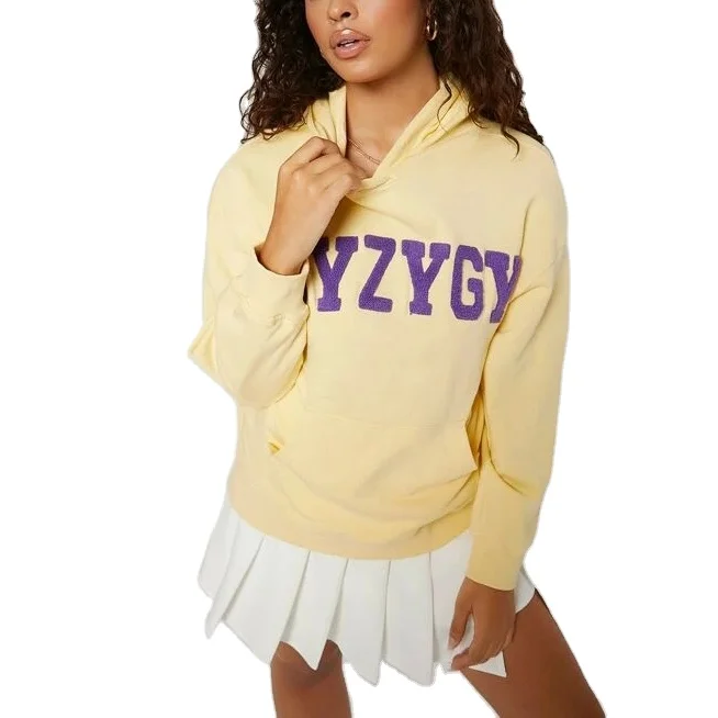

XIUYU Custom Letter-Patterned Off-The-Shoulder Printing French Terry Streetwear Pullover Hoodie Women