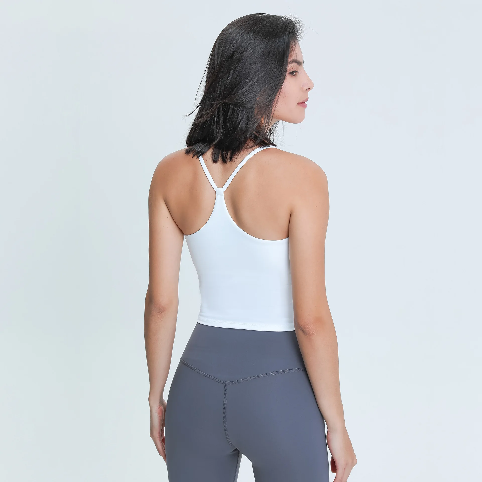 

2021 New arrival lulu align Y back sexy yoga moisture absorption sweat relieving elastic tight yoga vest, Customized colors