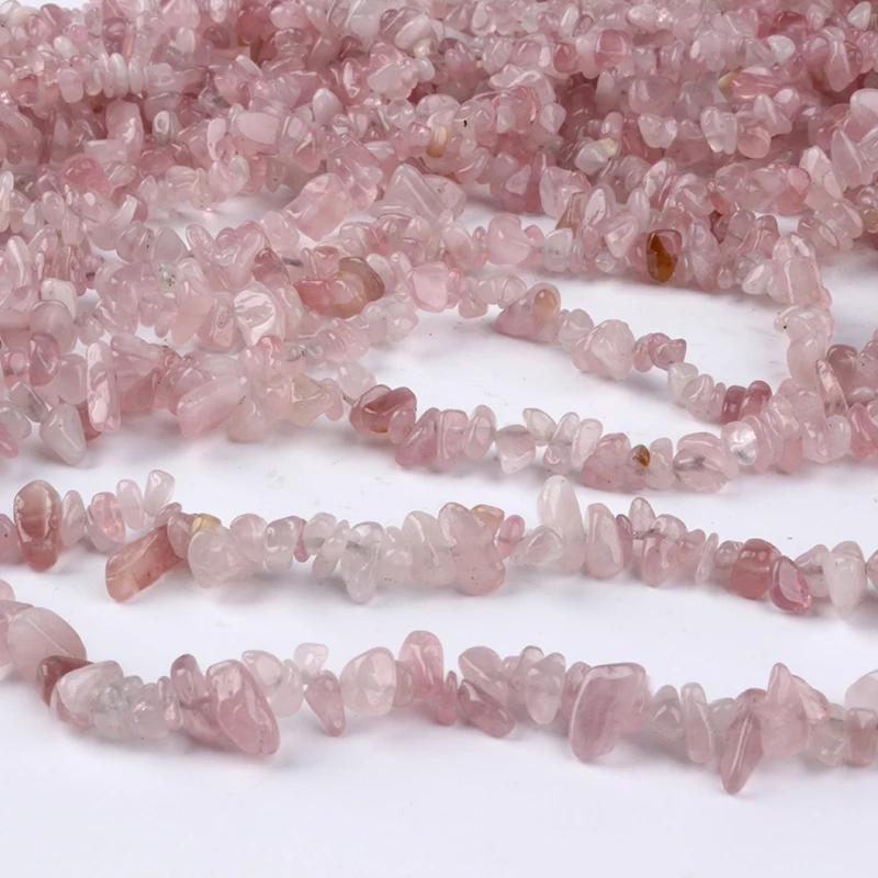 

Wholesale Natural Quartz Healing Stone Pink Rose Quartz Gravel drilled Tumbled bead For Home Decoration