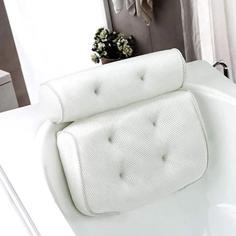 white Bathtub foam Spa 3d mesh bath pillow