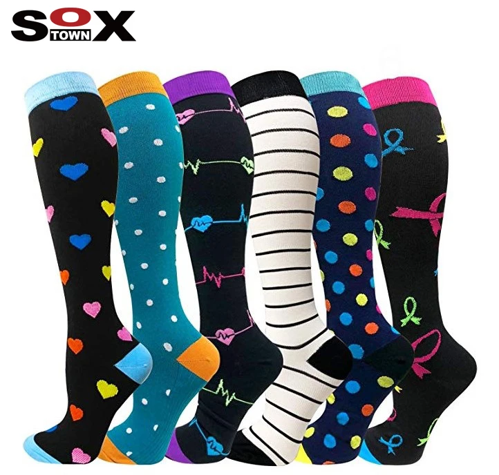 

Custom 20-30mmhg Sport Medical Knee High Running Cycling Nurse Football Compression Socks, 5 colors