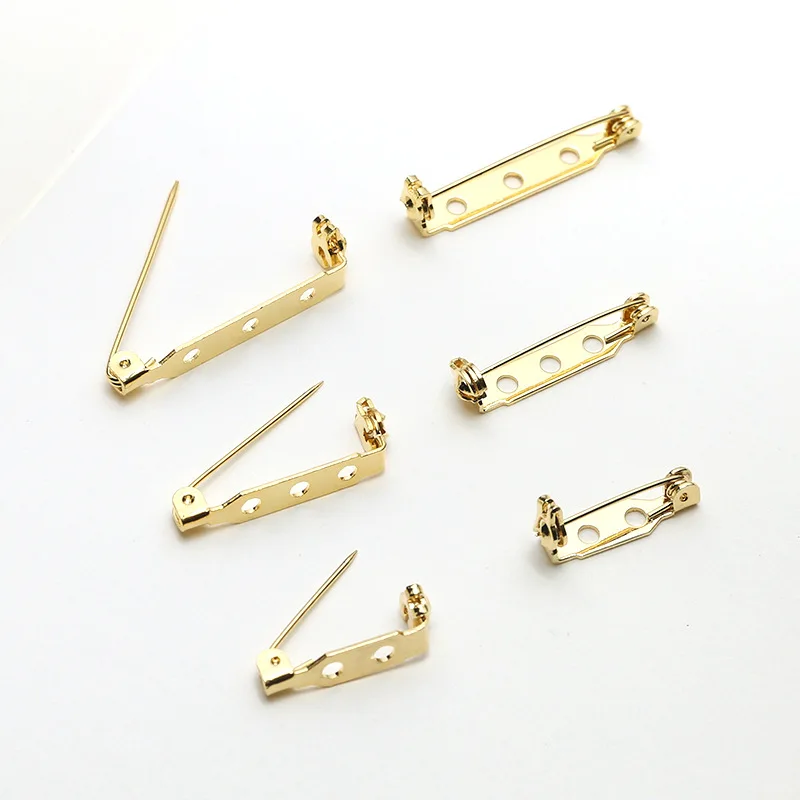 

High Quality Custom White K Color 20mm 25mm 32mm 38mm Safety Metal Brooch Pin Back Bar Pins Needle For Diy Accessories, Raw color,other colors available