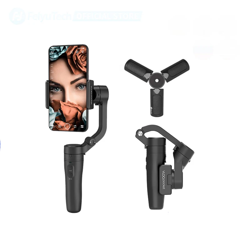 

FeiyuTech OFFICIAL Vlog Pocket Foldable 3-Axis Handheld Gimbal Smartphone Stabilizer Selfie Stick for Action Camera