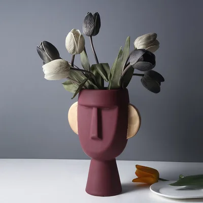 

Nordic Luxury Ceramic Vase Decoration Living Room Flower Arrangement Art Face Creative Desktop Model Home Decoration Ornaments