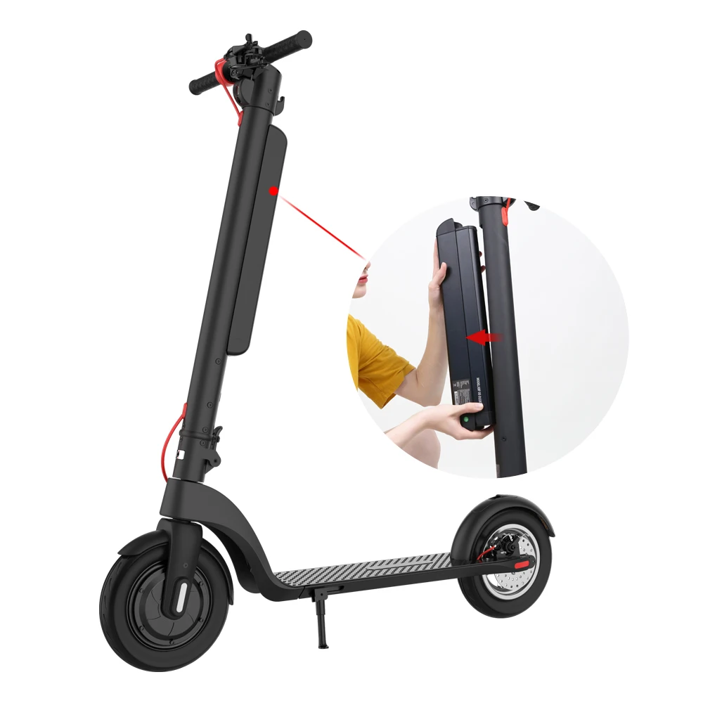 

X8 Waterproof Removable Battery 350W Motor Electric Scooter 10 Inch Air Wheel 36V10AH Folding Electric Scooters, Black