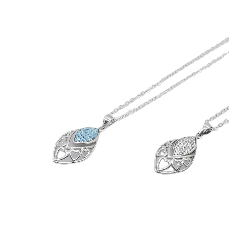 

Wholesale Custom Unique Marquise Design Crystal Blue White Rhinestone Gold Plated Jewel Necklaces