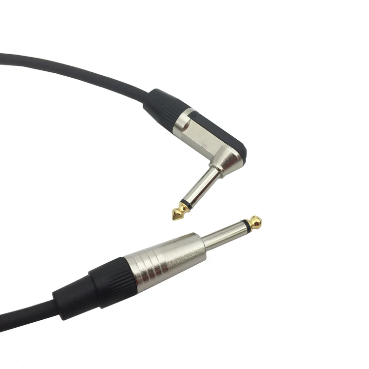 1m Right Angle To Straight 6.35mm 1/4 Inch Electric Instrument Guitar