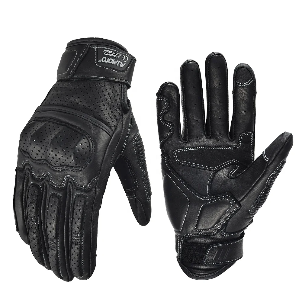 Motocross Cycling Riding Off-road Goat Leather Motorcycle Glove Retro Motorbike Gloves Men Touch Screen Motor Vintage Motocross