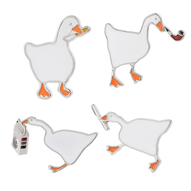 

Lovely Cartoon Swan Smoking Knife Stick Radio Brooch Creative Funny Animal Brooch Lapel Pin Collar Clip Badge Jewelry
