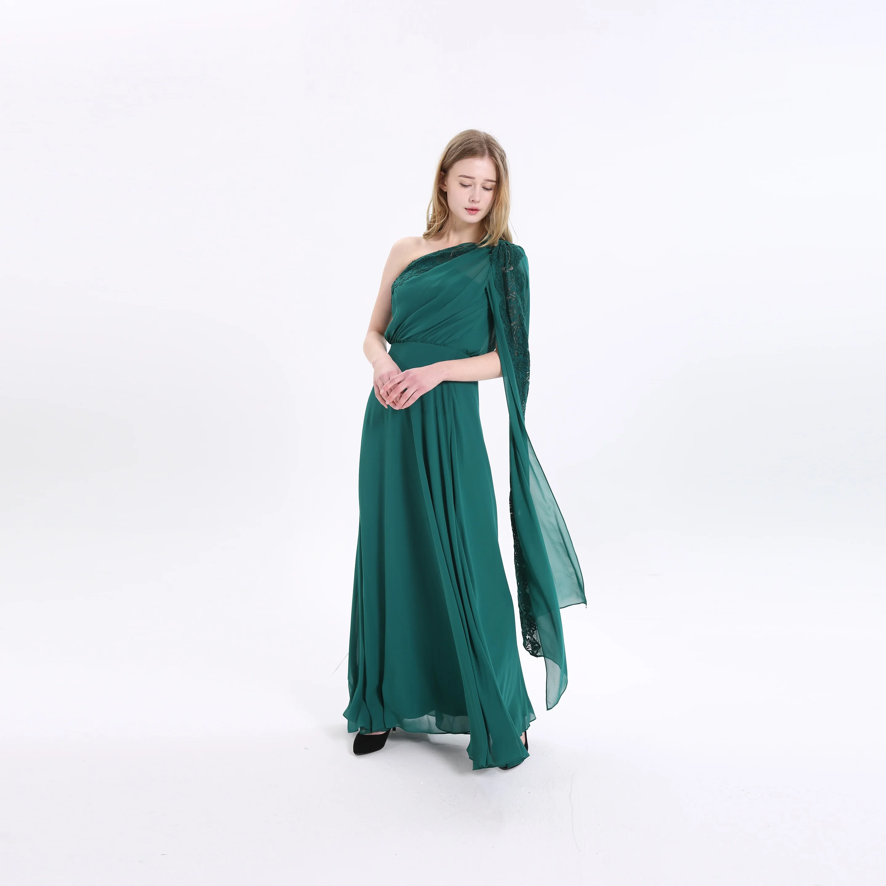 

Wholesale 100% Polyester lady party evening dress dresses women elegant ladies evening, Green