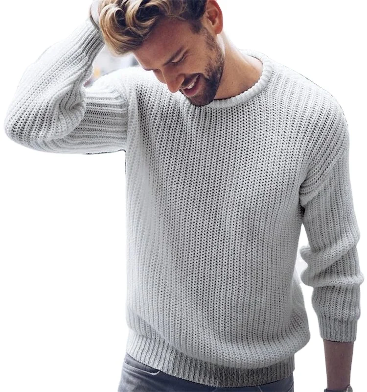 

2022 wholesale fashion apparel knitted Men's O-neck pullover top pullover simple styles long sleeves crew neck sweaters