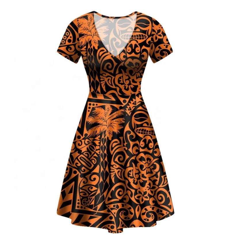 

Custom Island Dress Polynesian Traditional Tribal Print Dresses Women Lady Elegant Summer Soft And Comfortable, Customized color