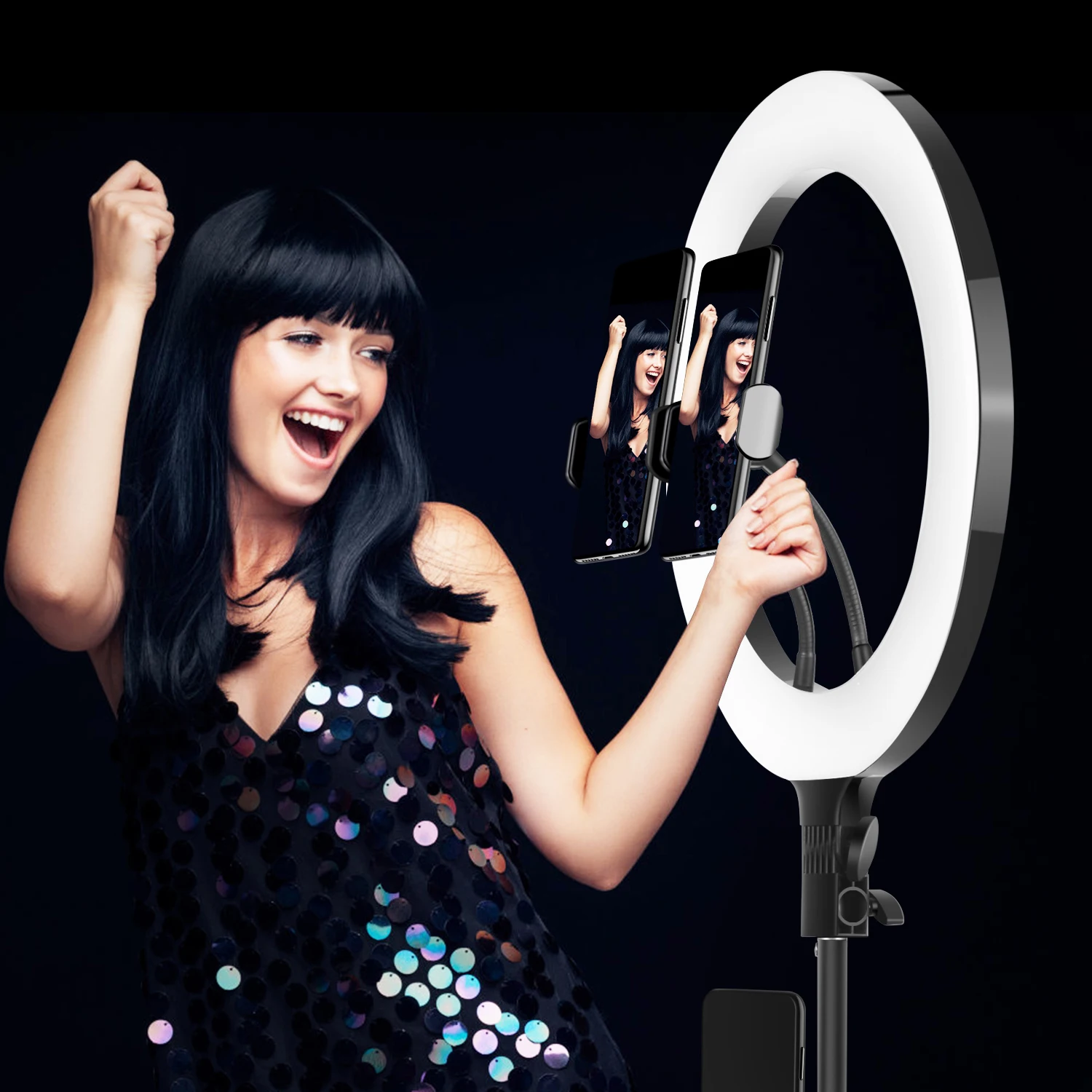 FBA Amazon Hot sale shegnel private label led circle selfie ring light white black 18 inch ring light kit