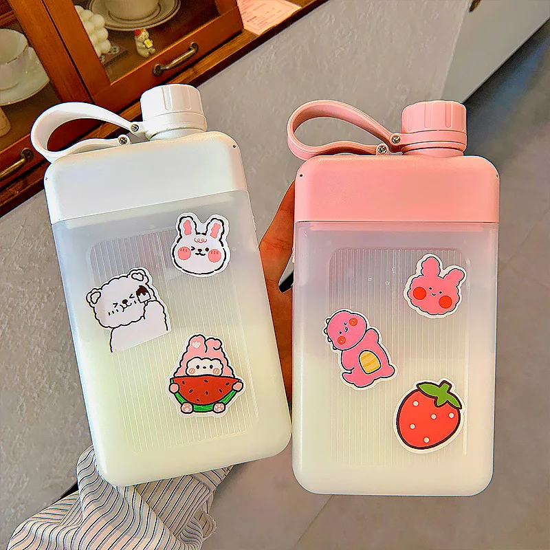 

Flypeak New Arrival Fashion Portable Plastic Bottles Ins square plastic water bottle frosted plastic tumblers, Customized color