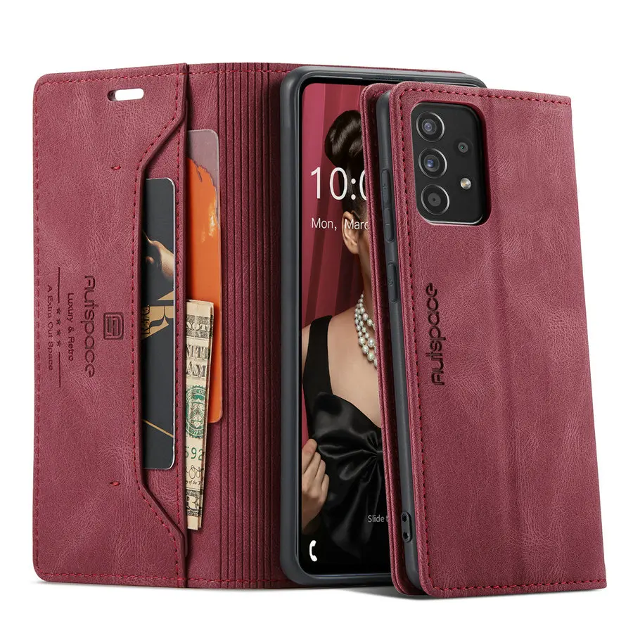 

China Supplier for Samsung Galaxy A52 5G Cover Case Accessories RFID Cards Protector for OPPO A74 4G A94 Realme 7pro Wallet Case, Brown, rose, blue, black