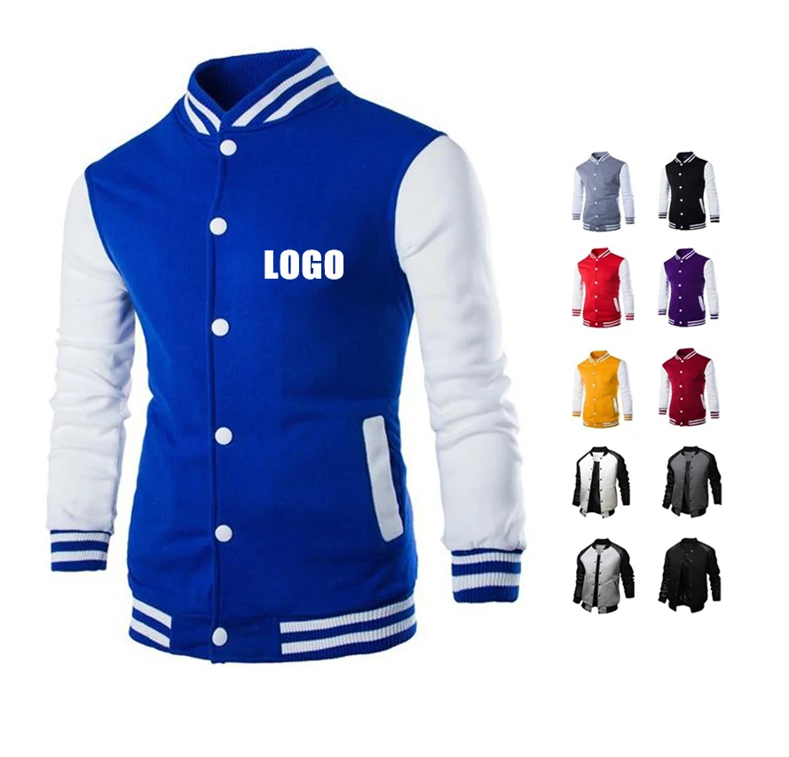 

Plus size custom logo letterman jacket baseball varsity jacket plain wholesale blank varsity jacket leather sleeves for men 2022, 8 colors