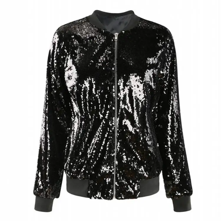 

High Street Custom Flipping Zipper Baseball Suit Sequin Jacket Girls Bomber Jacket for Kids