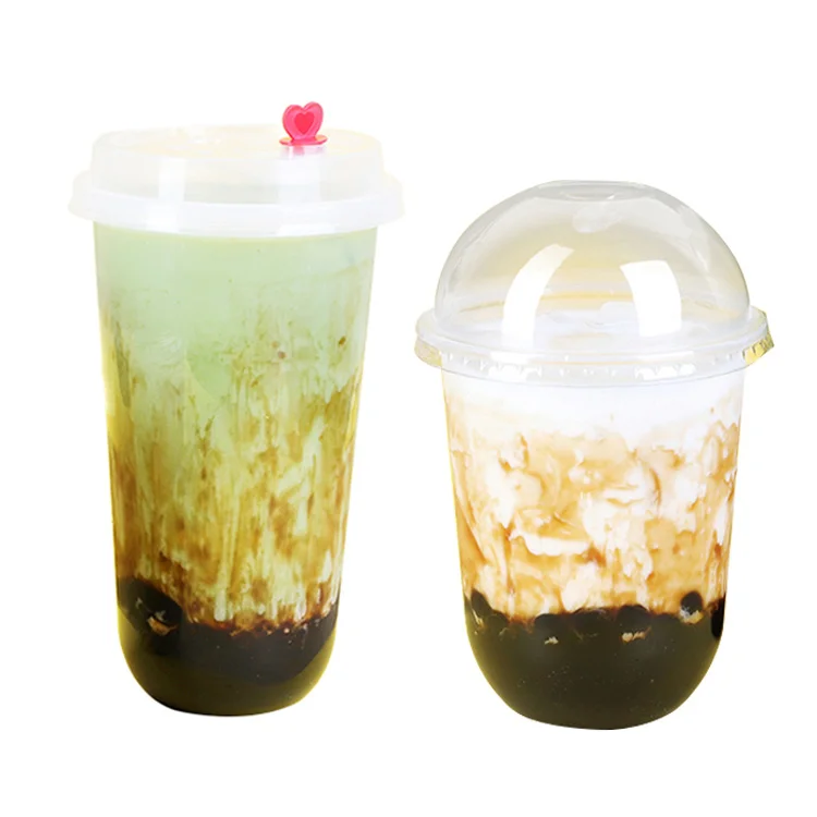 

U Shape Disposable Plastic Pp Pet Bubble Tea Cup 12Oz 16Oz 22Oz Boba Tea Coffee Juice Pp Cup Clear Or Printed With Lids, Customized color