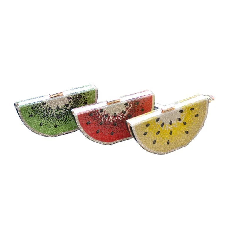 

New Arrival Fashion Cute Designer Watermelon Shoulder Bags Crystal Rhinestone Clutch Evening Bag